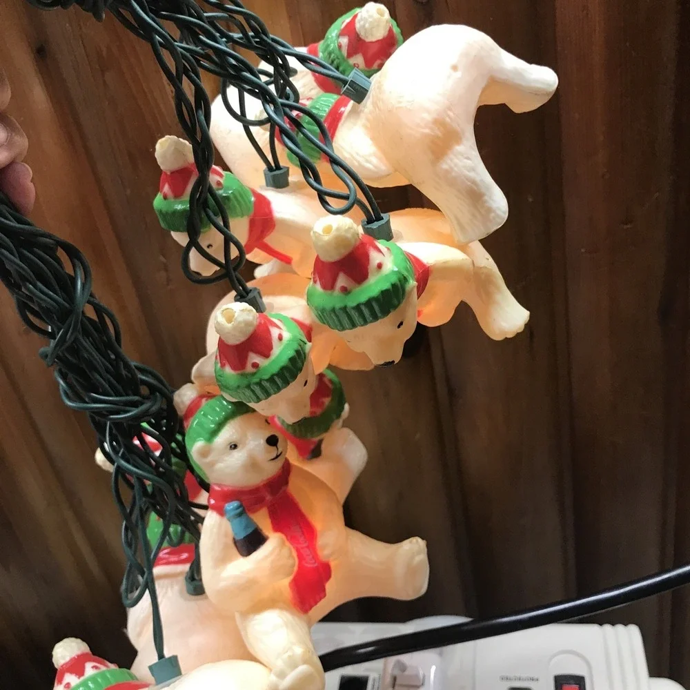 Polar Bear Coca-Cola String Light Set - Indoor/Outdoor 10 Lights Set Works!